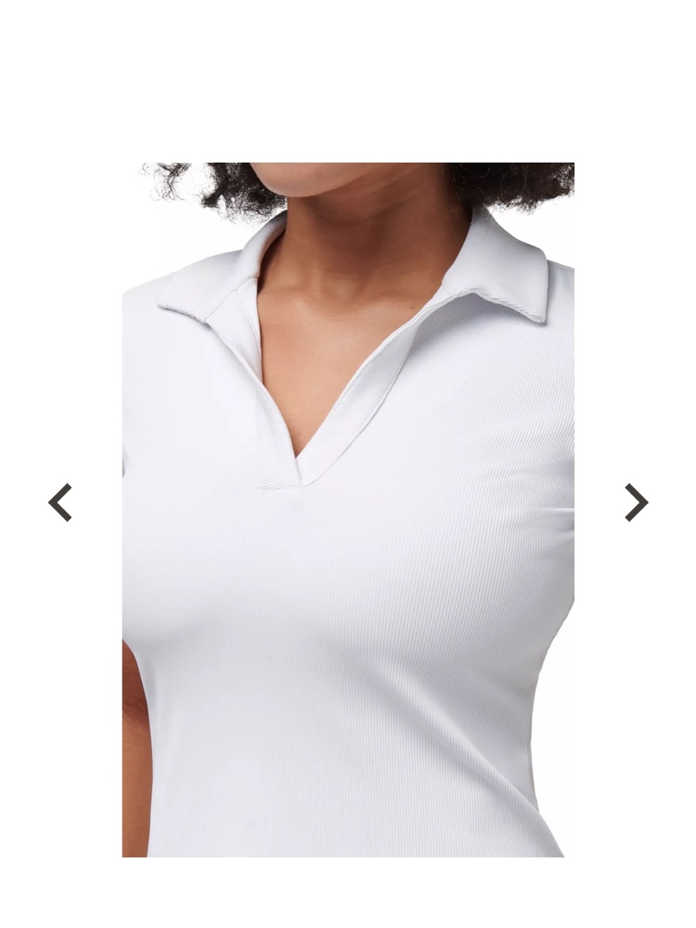 Travis Mathew moveknit Women’s White Ribbed Polo V-Neck Top